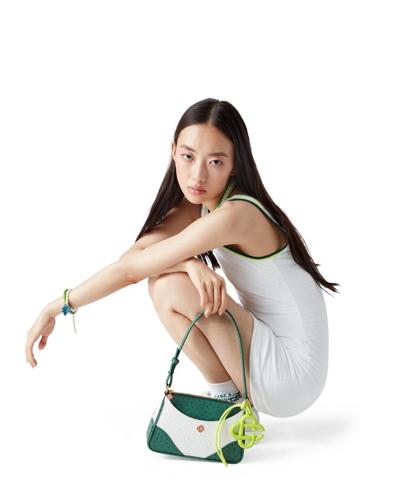 White & Green Jeanne Pochette Shoulder Bag
