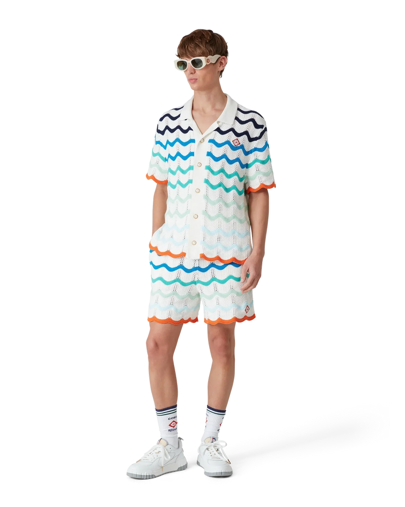Gradient Wave Crochet Shirt